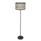 Vloerlamp Noor 4438ZW – Zwart armatuur met bamboe kap naturel/zwart