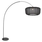 Vloerlamp Curve 4521ZW - zwarte booglamp met zwart textiel kap
