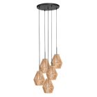 5-light pendant lamp Ropex 4526ZW – playful rope lamp for loft