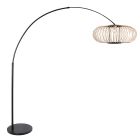 Lampadaire Sparkled Light 4562ZW noir avec abat-jour en bambou crème