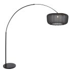 Booglamp Vela Lino 4565ZW zwart met zwarte textiel kap Ø60 cm