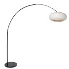 Booglamp Silva Alba 4691ZW zwart met linnen kap Ø60 cm