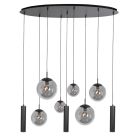 Zwarte hanglamp Bollique 4846ZW, 9-lichts design voor eettafel