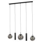 Zwarte hanglamp Bollique 4847ZW, 5-lichts voor eettafel