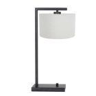 Zwarte tafellamp Stang 7120ZW met wit grof linnen kap