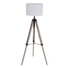 Vloerlamp Triek 7176ZW met grof witte linnen kap Ø40 cm