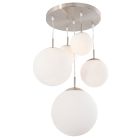 Hanglamp Bollique 7376ST staal 5 lichts met mat wit glas