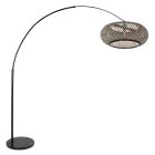 Booglamp Maze Natural 7508ZW zwart met bamboe kap Ø60 cm