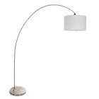 Arc lamp Solva 7977ST with coarse linen white lampshade E27