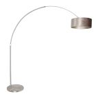 Booglamp Sparkled Light 8125ST staal met luxe grijze velours kap