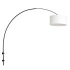 Boog wandlamp Sparkled Light 8138ZW zwart met grof wit linnen kap