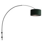 Boog wandlamp Sparkled Light 8139ZW zwart met luxe groen velours kap