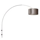 Boog wandlamp Sparkled Light 8146ST staal met grijs velours kap