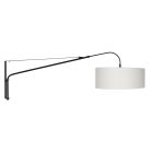 Wandlamp Elegant Classy 9323ZW zwart met grof wit linnen kap Ø50 cm