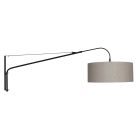 Wandlamp Elegant Classy 9324ZW zwart met grof grijs linnen kap Ø50 cm