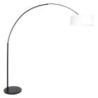 Booglamp Sparkled Light 9899ZW zwart met grof wit linnen kap