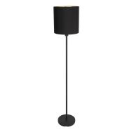 Vloerlamp Noor 1564ZW Zwart inclusief zwart met goud linnen kap