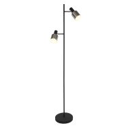 Vloerlamp Fjorgard 1702ZW - stoere 2-lichts lamp in zwart met metaal