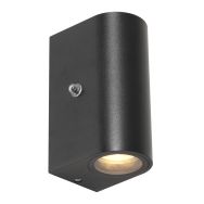 Buitenlamp Logan 2720ZW - zwarte wandlamp met sensor en up-downlicht