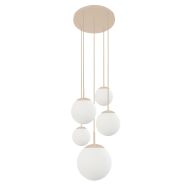 Hanglamp Bollique 2730CR crème 5 lichts designlamp met mat wit glas