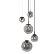 Hanglamp Bollique 2730ZW zwart 5 lichts met smoke glas