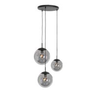 Hanglamp Bollique 3123ZW zwarte 3 lichts lamp met smoke glas