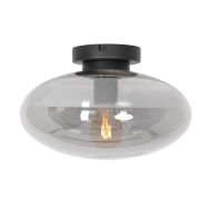 Plafondlamp Reflexion 3388ZW zwarte lamp met smoke glas Ø30 cm