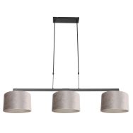 Zwarte 3-lichts hanglamp Stang 3459ZW met grijze velours kappen
