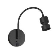 Upround 3517ZW wandlamp zwart met 2 x USB en flexibele arm