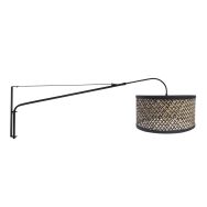 Wandlamp Elegant Classy 3699ZW zwart met bamboe kap Ø50 cm