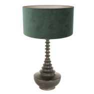 Lampvoet Bois 3762ZW zwart bruin met groene velours kap Greenwave