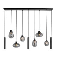 Hanglamp Reflexion 3796ZW zwarte 9 lichts lamp met smoke glas