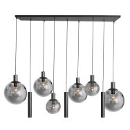 Hanglamp Bollique 3798ZW zwarte 9 lichts lamp met smoke glas