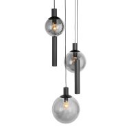 Hanglamp Bollique 3800ZW zwarte 5 lichts lamp met smoke glas