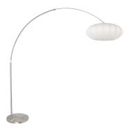 Booglamp Luma Nola 3806ST staal met witte zijden kap