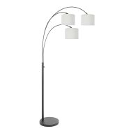 3-lichts vloerlamp Sparkled Light 3825ZW met grof wit linnen kappen