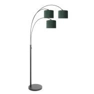 3-lichts vloerlamp Sparkled Light 3827ZW met groen velours kappen