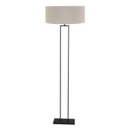 Zwarte vloerlamp Stang 3852ZW met grijs linnen kap Ø50