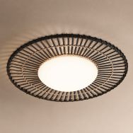 Plafondlamp Aura 3866ZW zwarte plafondlamp met bamboe Ø50 cm