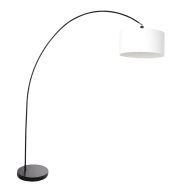 Arc lamp Solva 3897ZW Black with a coarse white linen shade