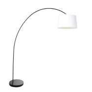 Booglamp Solva 3903ZW met een wit linnen lampenkap