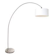 Arc lamp Solva 3908ST Steel with a white linen lampshade
