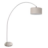 Booglamp Solva 3912ST Staal met een grijs linnen lampenkap