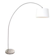Arc lamp Solva 3916ST with a white linen lampshade