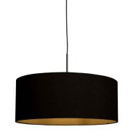 Suspension Sparkled Light 3960ZW, noir avec abat-jour en lin noir doré