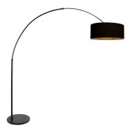 Booglamp Sparkled Light 3965ZW zwart met zwart linnen goud kap
