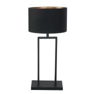 Zwarte tafellamp Stang 3984ZW met zwart linnen kap goud binnen