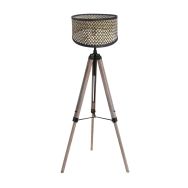 Vloerlamp Triek 4098ZW met naturel/zwart bamboe kap Ø40 cm