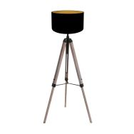 Vloerlamp Triek 4107ZW met zwart-gouden linnen kap Ø40 cm