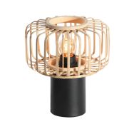Tafellamp Breeza-Beach 4143ZW zwart met bamboe kap Ø20 cm
